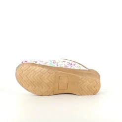 Sanita Clogs|Træsko Dame Modeller*Hvid -træsko med smukt blomsterprint.