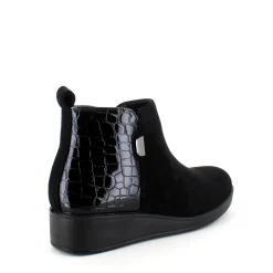 Sygeplejebutikken Kort Støvle Dame|Billige Vinter Støvler*Kort sort støvle med lakdetaljer ved hælen