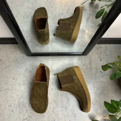 Nature Footwear Kort Støvle Dame|Grønne Støvler*Kort støvle fra Nature i blødt brunt ruskind.