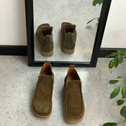 Nature Footwear Kort Støvle Dame|Grønne Støvler*Kort støvle fra Nature i blødt brunt ruskind.