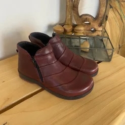 Green Comfort Kort Støvle Dame|Platfodet*Kort støvle i bordeaux skind fra