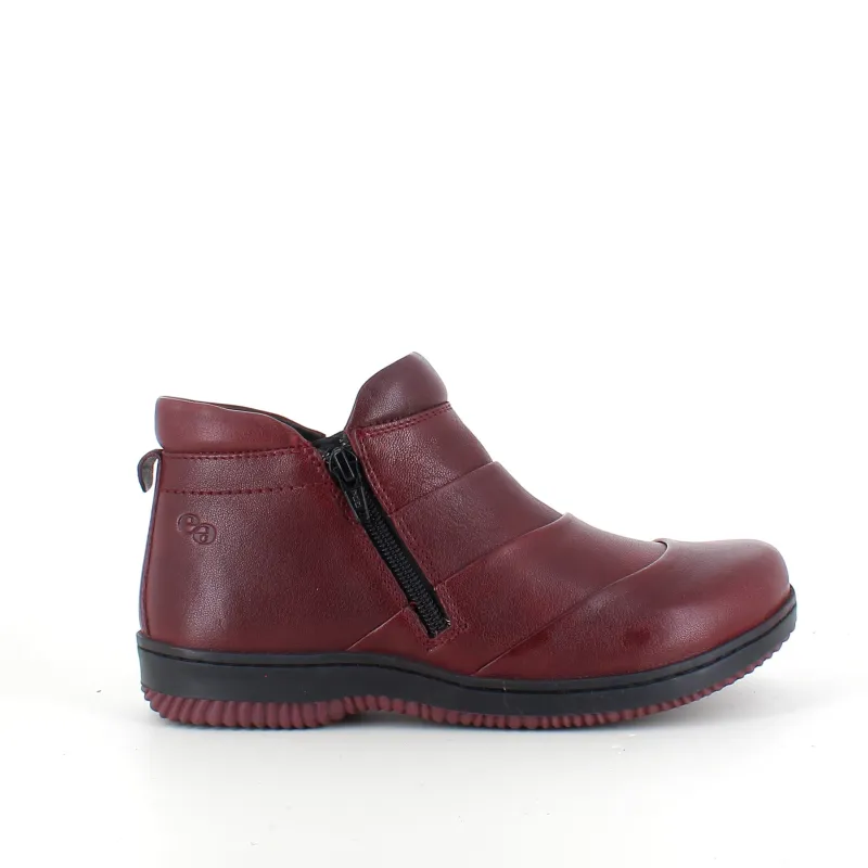 Green Comfort Kort Støvle Dame|Platfodet*Kort støvle i bordeaux skind fra
