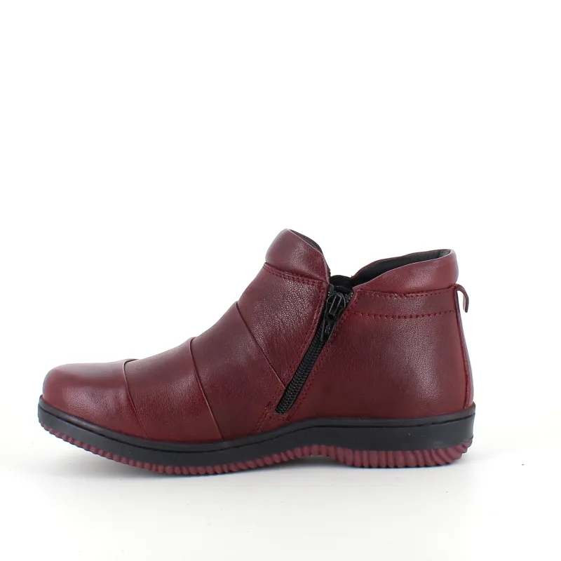 Green Comfort Kort Støvle Dame|Platfodet*Kort støvle i bordeaux skind fra