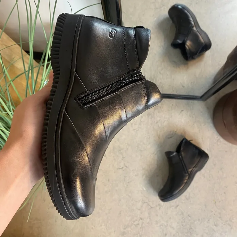 Green Comfort Kort Støvle Dame|Sorte Støvletter*Kort støvle i sort skind fra