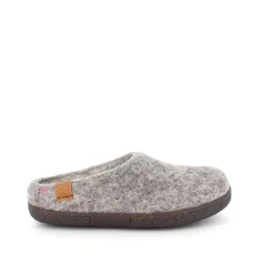 Green Comfort Hjemmesko|Overgangssko*Lav lys grå hjemmesko i uld med skridhæmmende såler fra