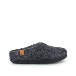 Green Comfort Hjemmesko|Overgangssko*Lav mørk grå hjemmesko i uld med skridhæmmende såler fra