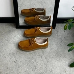 Sygeplejebutikken Sko På Tilbud*Lys brun ruskindssko med rågummisål