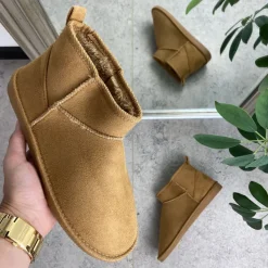 Sygeplejebutikken Sko På Tilbud*Lysebrun bamsestøvle med blødt foer og kort skaft