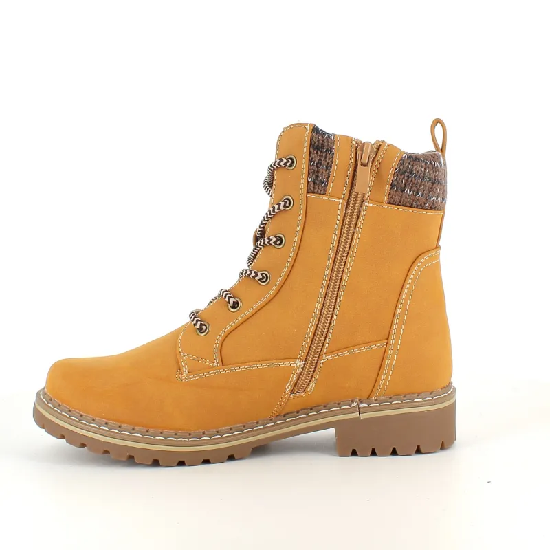 Sygeplejebutikken Vinterstøvler Damer|Overgangssko*Lysebrun damestøvle med snørebånd, lynlås og varmt for – dekorativ spænde og TPR-sål