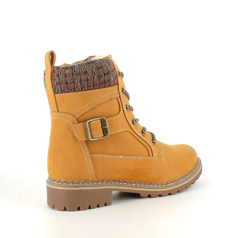 Sygeplejebutikken Vinterstøvler Damer|Overgangssko*Lysebrun damestøvle med snørebånd, lynlås og varmt for – dekorativ spænde og TPR-sål