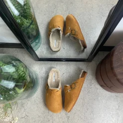 Sygeplejebutikken Hjemmesko|Flade Sandaler*Lysebrun Slip on hjemmesko