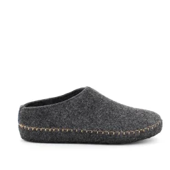 Mols Hjemmesko|Sko På Tilbud*Mørk grå filt sutsko med skridhæmmende sål