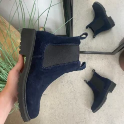 Green Comfort Blå Støvler|Vinterstøvler Damer*Mørkeblå ruskindsstøvle fra