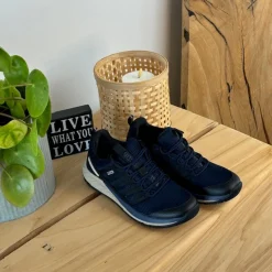 Green Comfort Overgangssko|Sko Til Brede Fødder Og Høj Vrist*Mørkeblå vandtæt sko fra med masser af svangstøtte