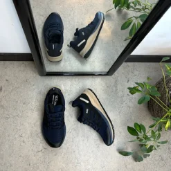 Green Comfort Overgangssko|Sko Til Brede Fødder Og Høj Vrist*Mørkeblå vandtæt sko fra med masser af svangstøtte