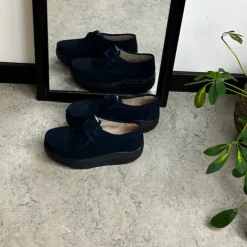 Sygeplejebutikken Sko På Tilbud*Navy ruskindssko med gængesål og svangstøtte