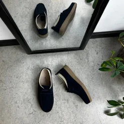 Sygeplejebutikken Sko På Tilbud*Navy ruskindssko med rågummisål