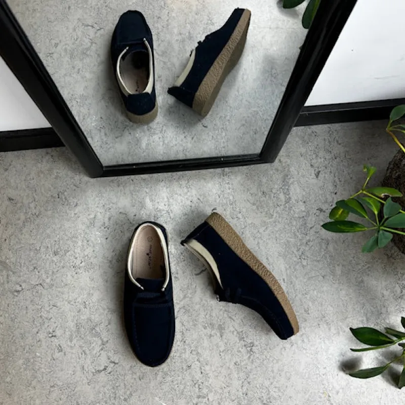 Sygeplejebutikken Sko På Tilbud*Navy ruskindssko med rågummisål