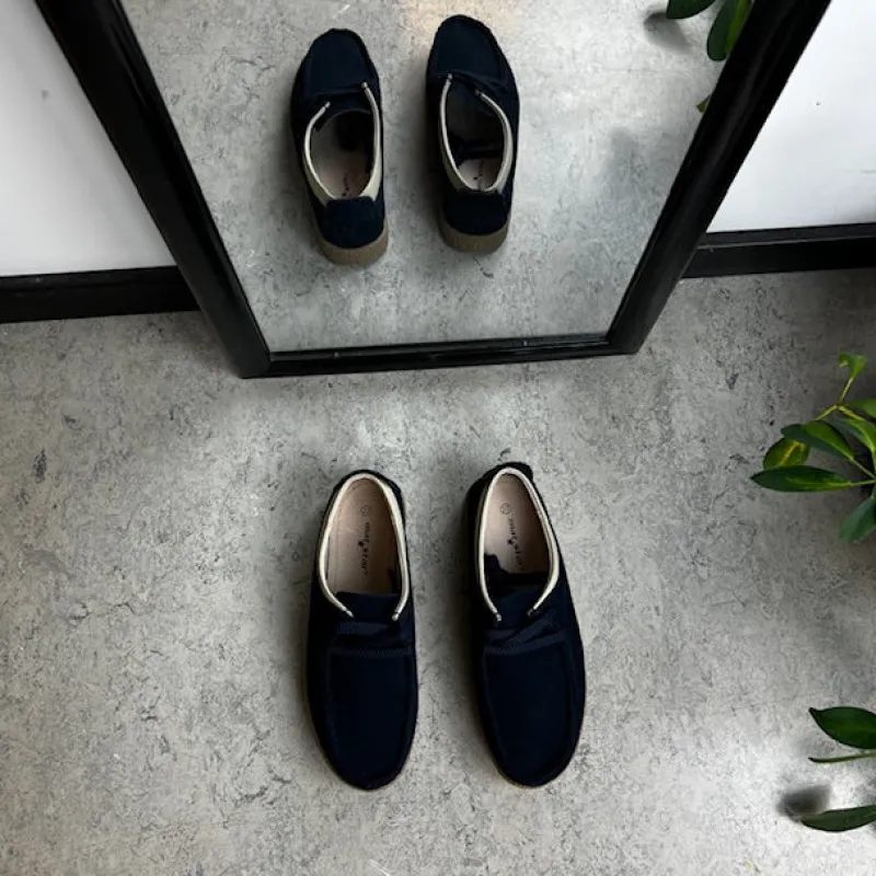 Sygeplejebutikken Sko På Tilbud*Navy ruskindssko med rågummisål