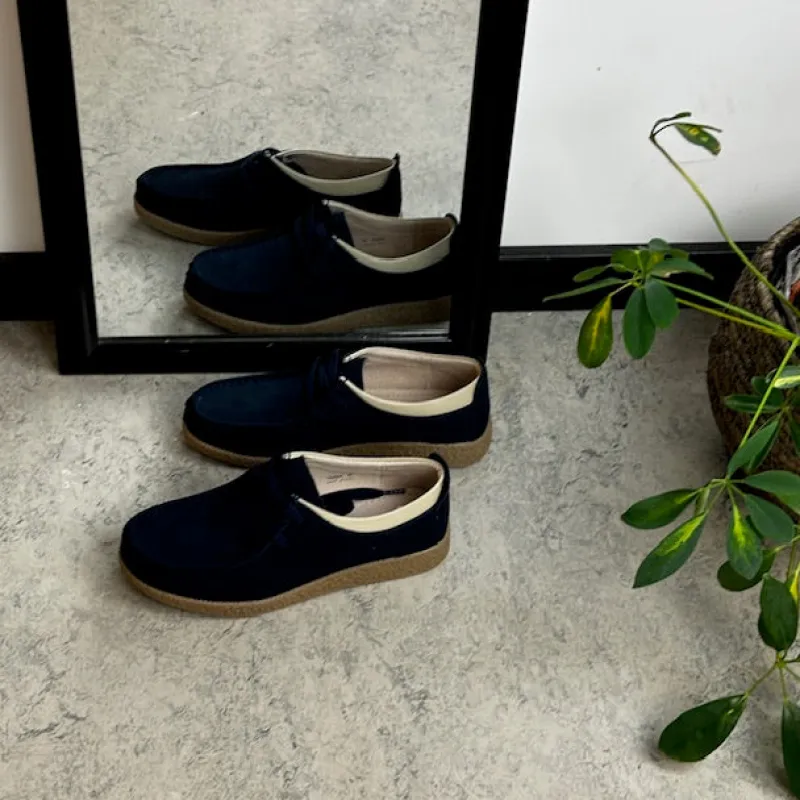 Sygeplejebutikken Sko På Tilbud*Navy ruskindssko med rågummisål