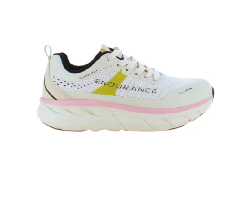 Endurance Sommersko Dame|Hvide Sneakers Dame*Åndbare Comfortfit sneakers med rosa detaljer