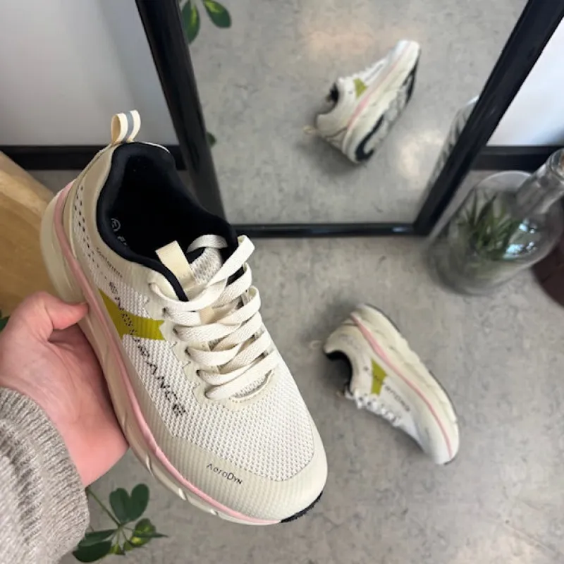 Endurance Sommersko Dame|Hvide Sneakers Dame*Åndbare Comfortfit sneakers med rosa detaljer