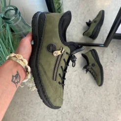 Rieker Diabetes Fødder|Sommersko Dame*Olivengrøn slip-on sneakers