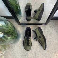 Rieker Diabetes Fødder|Sommersko Dame*Olivengrøn slip-on sneakers