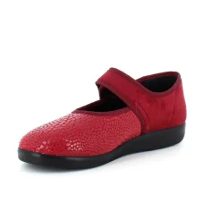 OrtoMed sko Benlængdeforskel|Knyster - Hallux Valgus*Rød ballerina med velcro og god plads