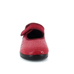 OrtoMed sko Benlængdeforskel|Knyster - Hallux Valgus*Rød ballerina med velcro og god plads