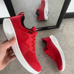 MBT Sko Til Brede Fødder Og Høj Vrist|Sko Med Ekstra Svangstøtte*Rød performace sko fra