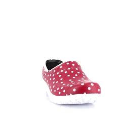 Sygeplejebutikken Træsko Dame Modeller|Arbejds Sko*Rød træsko med polkaprikker med kap