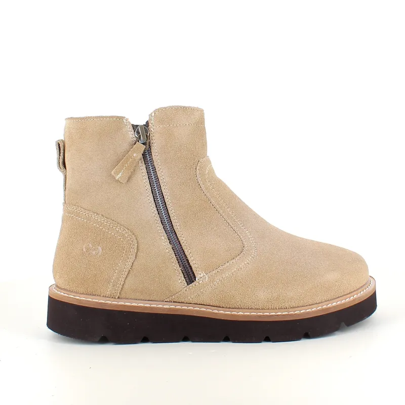 Green Comfort Kort Støvle Dame|Vinterstøvler Damer*Ruskindsstøvle med EnergySole™, uldfor, dobbelt lynlås & ekstra rummelig H-pasform