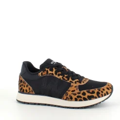 Woden Sommersko Dame|Overgangssko*Smarte sneakers i sort mix med leopardmønster.