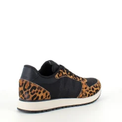 Woden Sommersko Dame|Overgangssko*Smarte sneakers i sort mix med leopardmønster.