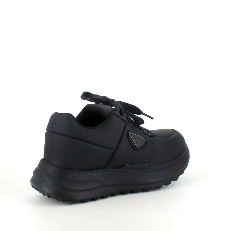 Sygeplejebutikken Kondi Sko|Stødabsorberende Sko*Sort damesko i blød PU med snørebånd og dekorative syninger – komfortabel hverdagssko