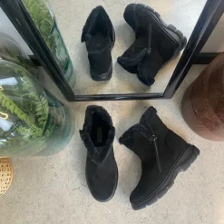 Sygeplejebutikken Kort Støvle Dame|Vinterstøvler Damer*Sort damestøvle med varmt for og lynlås