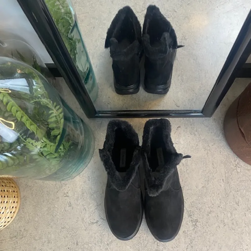 Sygeplejebutikken Kort Støvle Dame|Vinterstøvler Damer*Sort damestøvle med varmt for og lynlås