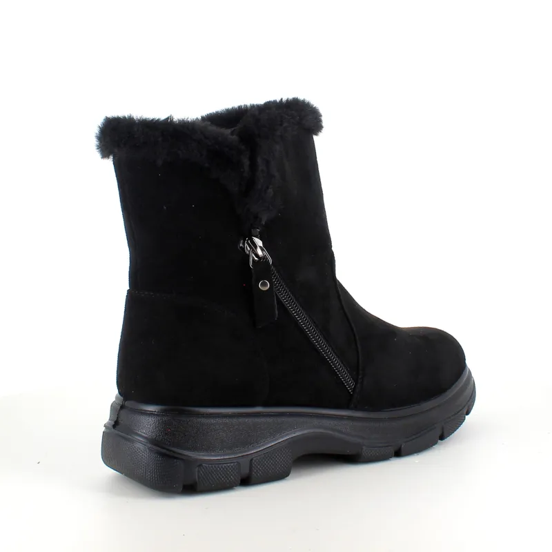 Sygeplejebutikken Kort Støvle Dame|Vinterstøvler Damer*Sort damestøvle med varmt for og lynlås