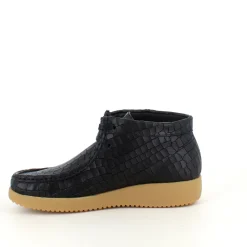 Nature Footwear Kort Støvle Dame|Vinterstøvler Damer*Sort krokodillemønstret støvlet i skind fra Nature