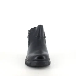 Sygeplejebutikken Kort Støvle Dame|Vinterstøvler Damer*Sort læder ankelstøvle med for og dobbelt lynlås