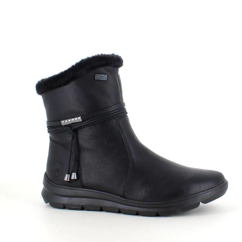 Rieker Kort Støvle Dame|Billige Vinter Støvler*Sort støvle med elegante detaljer