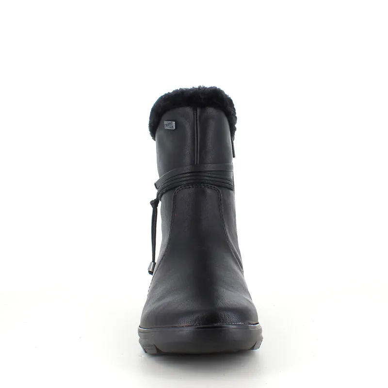 Rieker Kort Støvle Dame|Billige Vinter Støvler*Sort støvle med elegante detaljer