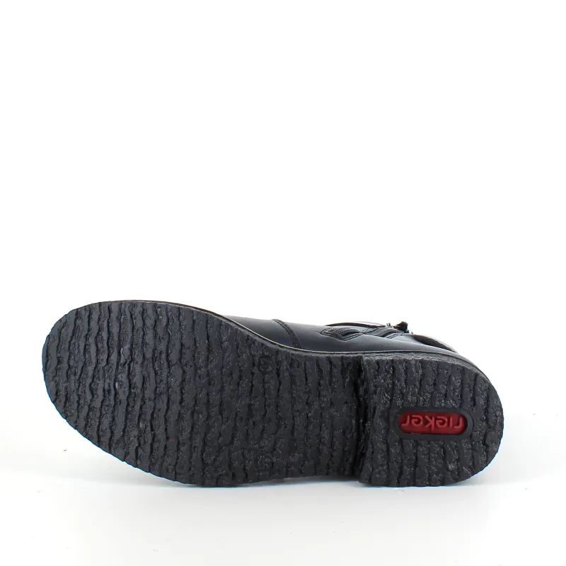 Rieker Billige Vinter Støvler|Sorte Støvletter*Sort vinterstøvle med foer og lynlås