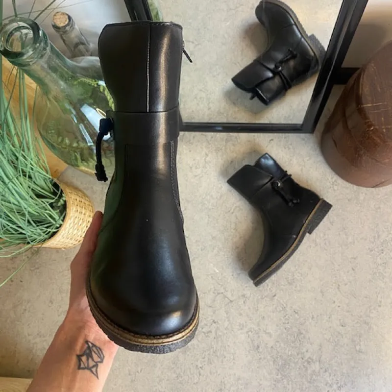 Rieker Billige Vinter Støvler|Sorte Støvletter*Sort vinterstøvle med foer og lynlås