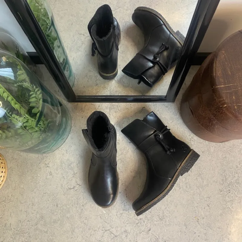 Rieker Billige Vinter Støvler|Sorte Støvletter*Sort vinterstøvle med foer og lynlås