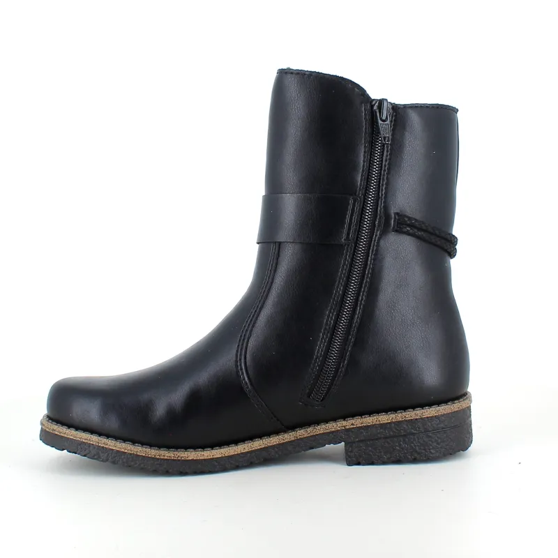 Rieker Billige Vinter Støvler|Sorte Støvletter*Sort vinterstøvle med foer og lynlås