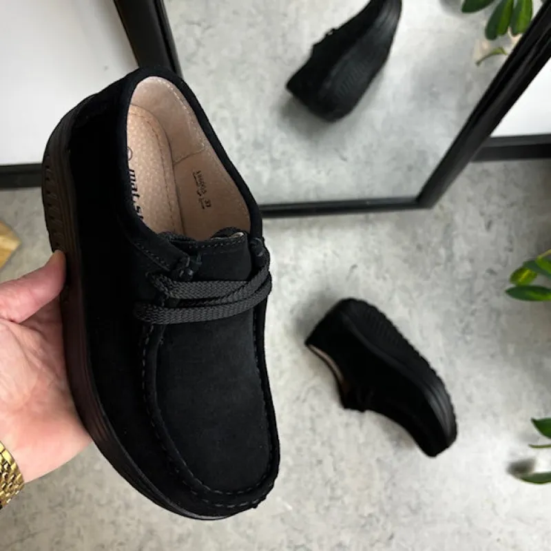 Sygeplejebutikken Sko På Tilbud*Sort ruskindssko med gængesål og svangstøtte