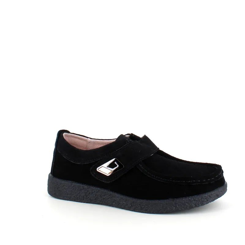 Sygeplejebutikken Sko Til Ældre|Sko Med Velcro*Sort ruskindssko med velcrolukning og gummisål