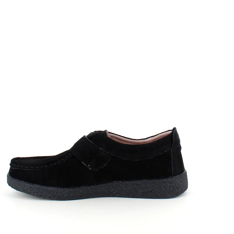 Sygeplejebutikken Sko Til Ældre|Sko Med Velcro*Sort ruskindssko med velcrolukning og gummisål